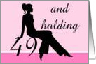 49 And Holding, female silhouette sitting on # 49 card