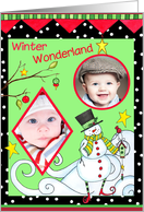 Merry Christmas Snowman Photo Card