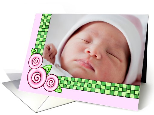 Pink Roses New Baby Girl Photo card (716522)