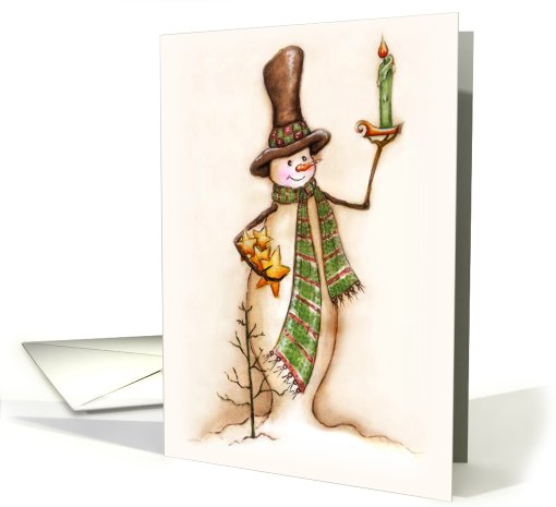 Christmas Snowman With Candle card (779324)
