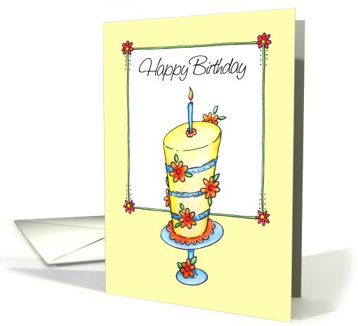 Happy Birthday - Whimsical Daisy Cake card (783335)