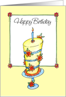 Happy Birthday - Whimsical Daisy Cake card