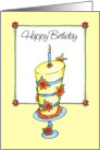 Happy Birthday - Whimsical Daisy Cake card