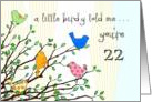 Happy Birthday - A birdy Told Me you’re 22 card