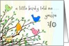 Happy Birthday - A birdy Told Me you’re 40 card