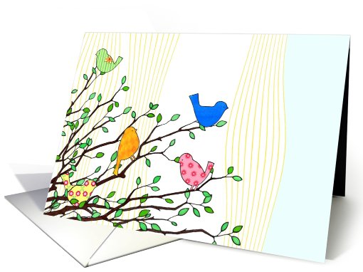 Retro Birds On A Tree card (805482)
