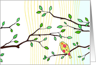 Retro Bird On Branch card