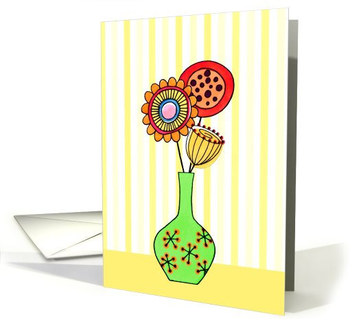 Retro Birthday Flowers In Vase card (808717)