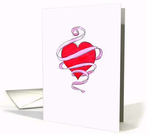 Red Heart Wrapped In Love Ribbons Valentine's Day card (897226)