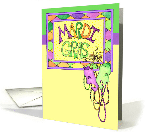 Mardi Gras Masks and Beads card (897714)