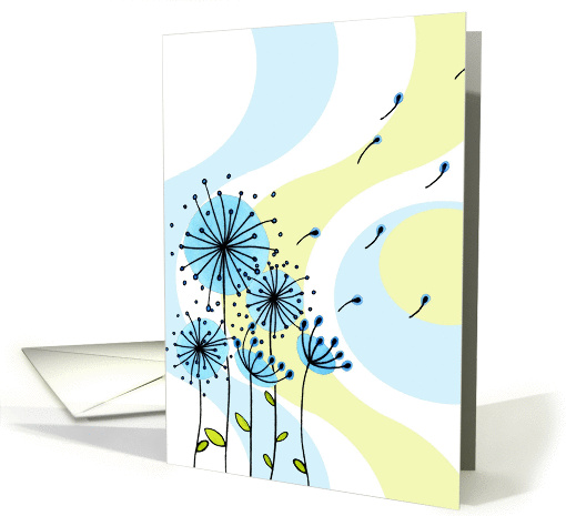 Retro Blowing Dandilions Thinking Of You card (900121)
