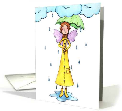 Rainy Day Spring Angel card (901521)