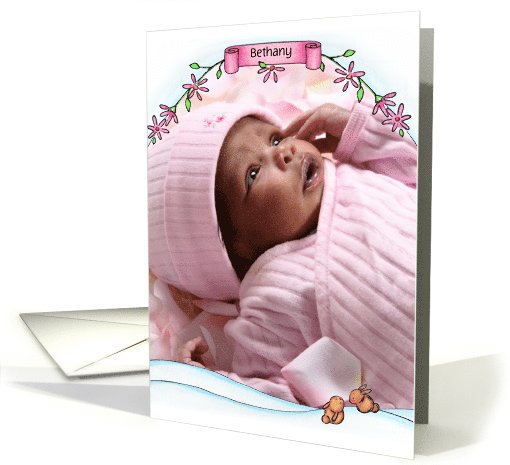 Snow Bunnies Birth Announcement Photo Insert card (912672)