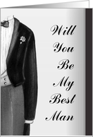 Will You Be My Best Man Black and White Tuxedo Invitation card