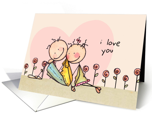 Happy Anniversary to Husband - Cute Stick Figures card (922474)