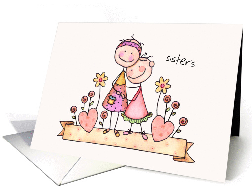 Sister's Day Card - Cute Stick Figures card (922477)