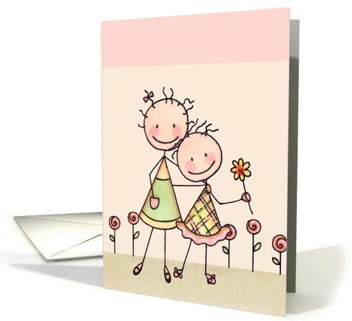 Birthday For Sister - Cute Stick Figures card (925849)