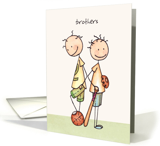 Happy Birthday Brother - Cute Stick Figures card (925851)