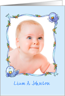 Baby Adoption Announcement - Whimsical Bluebirds Photo Insert Card