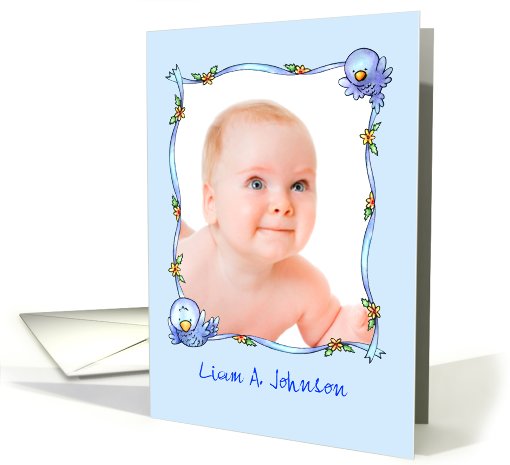Birth Announcement - Whimsical Bluebirds Photo Insert card (932800)