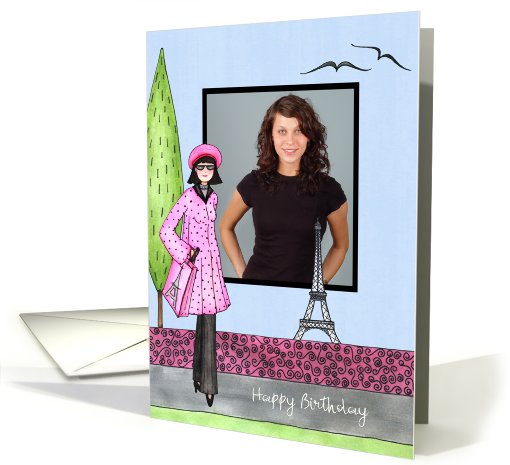 Paris, France Birthday Photo Card for female card (933038)