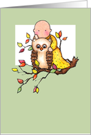 Autumn Baby & Owl Thanksgiving Birthday Card