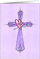 Swirly Purple Cross Easter Blessings Card