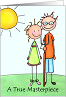 American Gothic Stick Figures, Grandparents Day Card