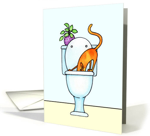 Cat With Head in Toilet Encouragement card (969445)