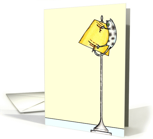 Cat Hanging On To Floor Lamp Encouragement card (969449)