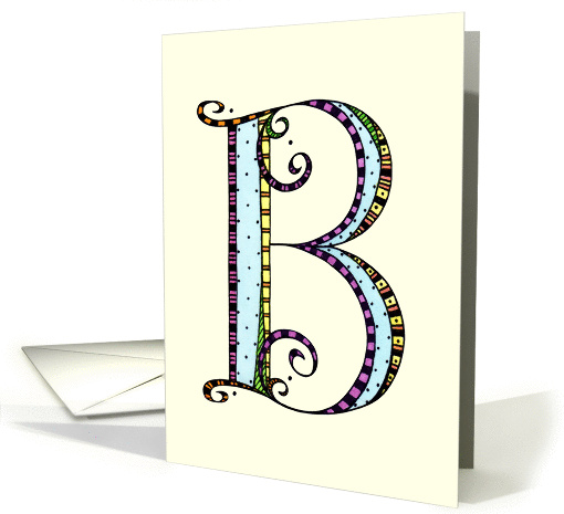 Whimsical B Monogram On Yellow Blank card (992621)
