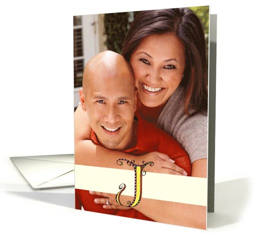 Whimsical J Monogram On Yellow Blank Photo Insert card (992629)