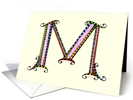 Whimsical M Monogram On Yellow Blank card (992635)