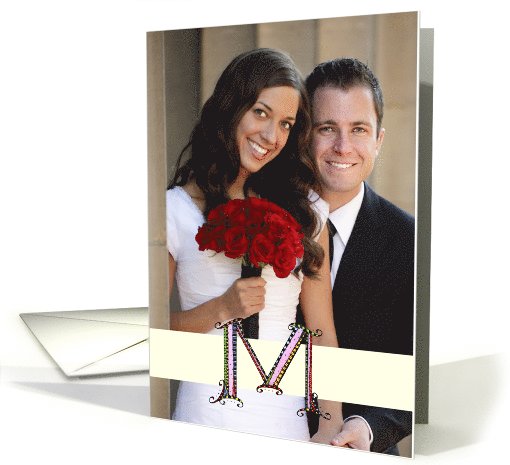 Whimsical M Monogram On Yellow Blank Photo Insert card (992639)