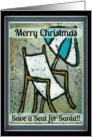 Merry Coastal Christmas Save Santa a Seat Seaside Card Beach card