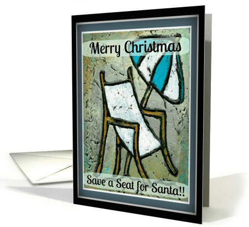 Merry Coastal Christmas Save Santa a Seat Seaside Card Beach card