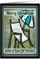 Merry Coastal Christmas Save Santa a Seat Seaside Card Beach card