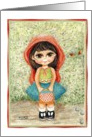Little Red Riding Hood Girl in Red Cape Going to Grandma’s House card