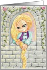 Long Hair Rapunzel in Window of Castle Tower card