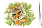 Jungle Baby Tiger Cub Peeking Through Leaves card