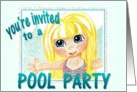 You’re Invited to a POOL PARTY Vintage Retro Big Eyes card