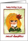 Happy Holidays Christmas Birthday Daughter Candy Cane Poinsettia card