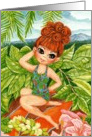 Bon Voyage Tropical Girl on Relaxing Vacation card