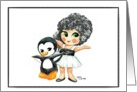 Holiday Winter Party Penguin with Little Girl Dancer card
