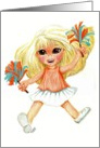 Cheering Cheerleader with Pom Poms YAY HURRAY card