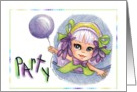 Purple One Balloon Flower Girl Party Invitations card