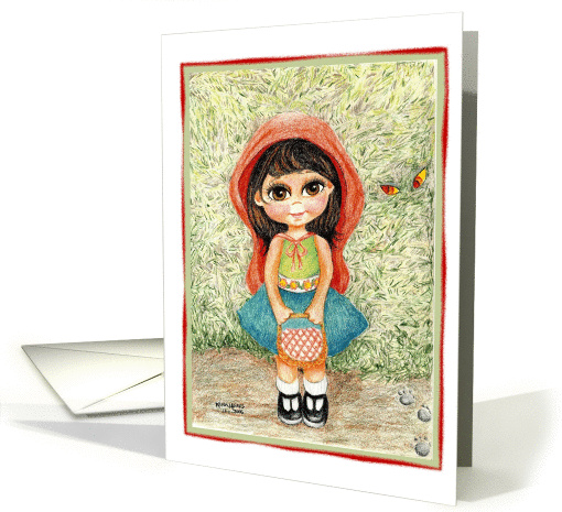Little Red Riding Hood Girl in Red Cape Going to Grandma's House card