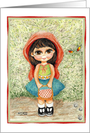 Little Red Riding Hood Girl in Red Cape Going to Grandma’s House card
