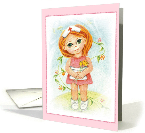 Get Well Soon Nurse Brings Yellow Tulips Flowers card (100622)