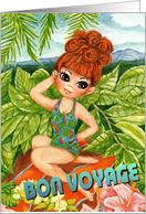 BON VOYAGE Tropical Girl on Relaxing Sunny Sunshine Vacation card
